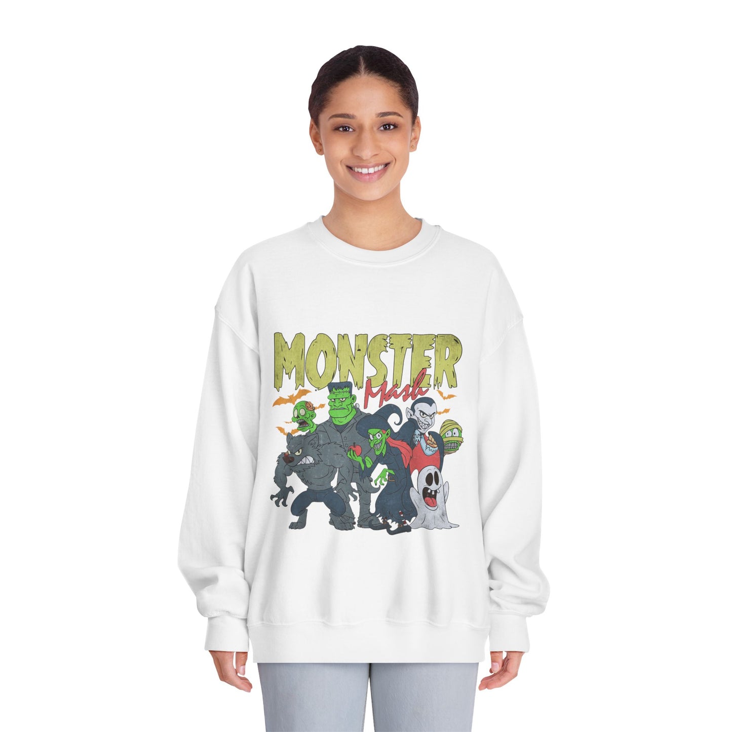 Monster Mash Crewneck Sweatshirt, Unisex Halloween Sweater, Cozy Graphic Sweatshirt, Spooky Costume Top, Fall Celebration Apparel