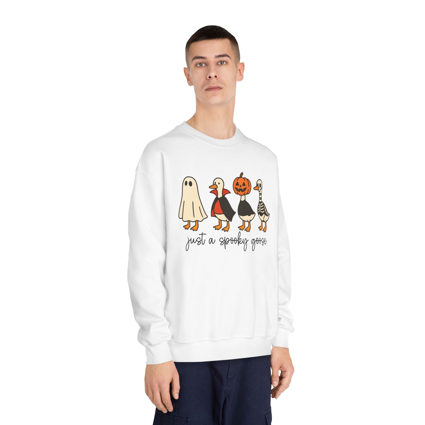 Spooky Goose Sweatshirt - Unisex Fall Apparel, Halloween Gift, Cozy Crewneck, Fun Goth Fashion, Cute Sweatshirt for Pumpkin Lovers