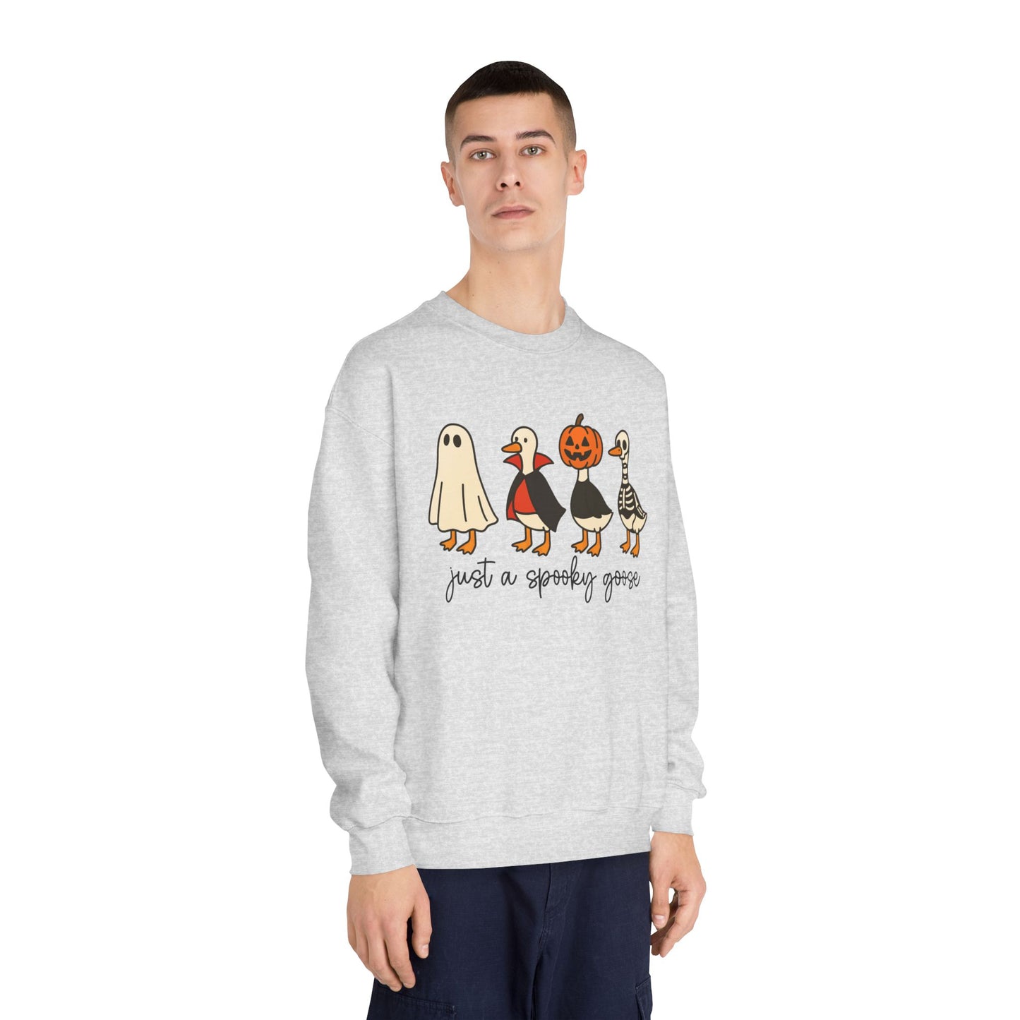 Spooky Goose Sweatshirt - Unisex Fall Apparel, Halloween Gift, Cozy Crewneck, Fun Goth Fashion, Cute Sweatshirt for Pumpkin Lovers