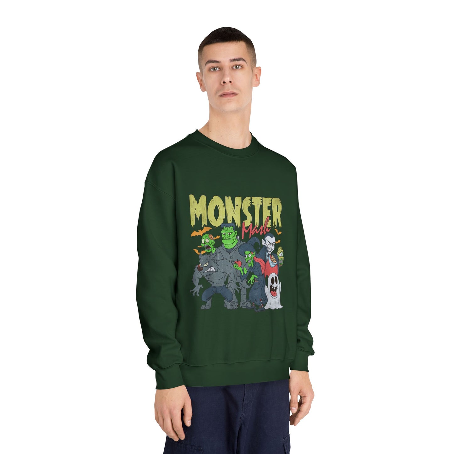 Monster Mash Crewneck Sweatshirt, Unisex Halloween Sweater, Cozy Graphic Sweatshirt, Spooky Costume Top, Fall Celebration Apparel