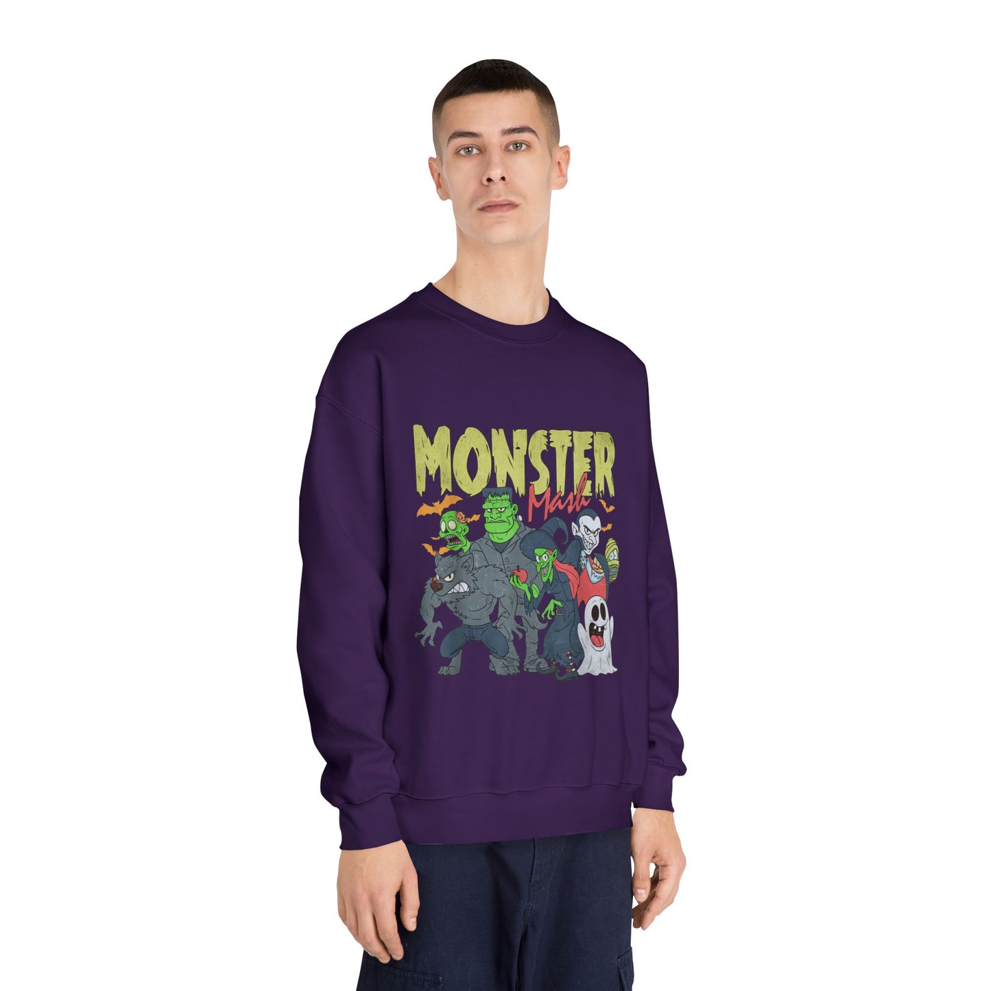 Monster Mash Crewneck Sweatshirt, Unisex Halloween Sweater, Cozy Graphic Sweatshirt, Spooky Costume Top, Fall Celebration Apparel