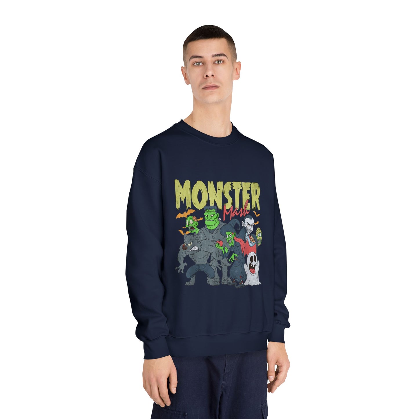 Monster Mash Crewneck Sweatshirt, Unisex Halloween Sweater, Cozy Graphic Sweatshirt, Spooky Costume Top, Fall Celebration Apparel