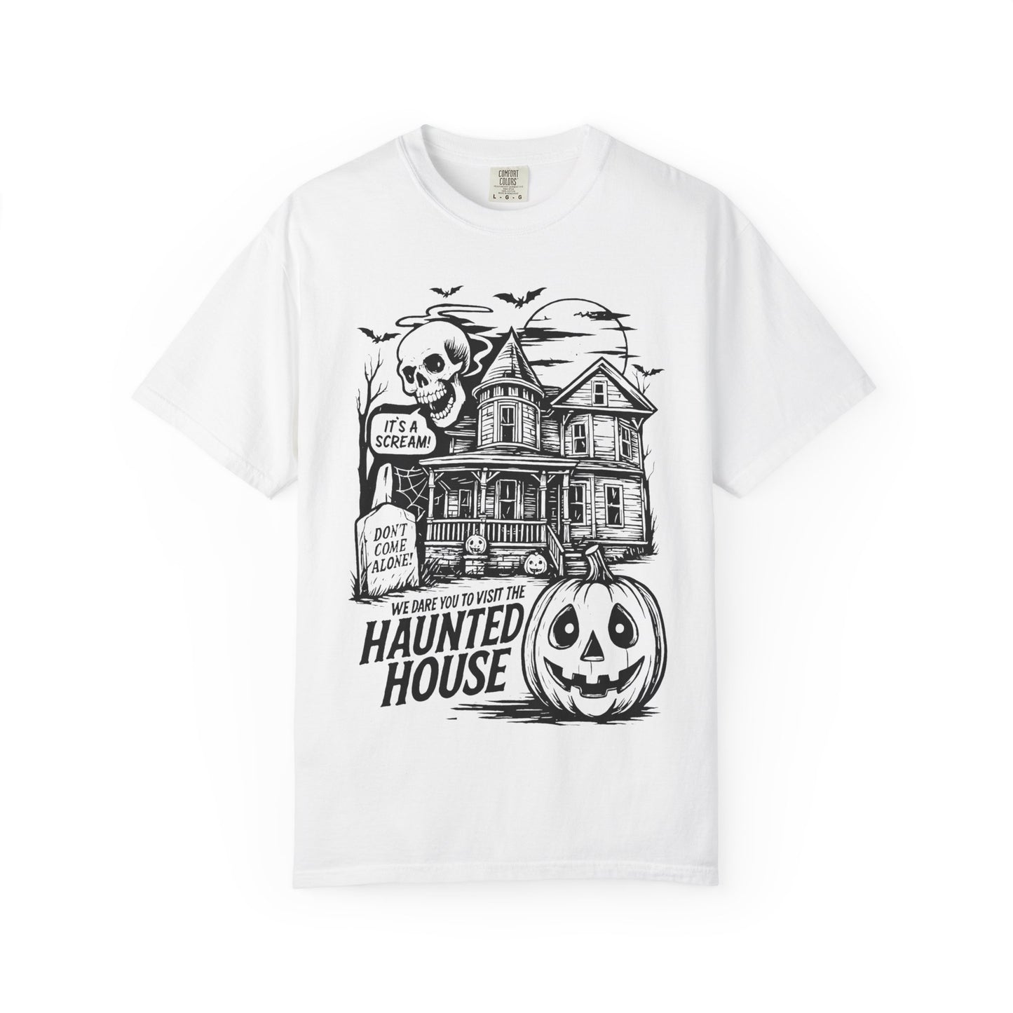 Spooky Haunted House T-shirt, Halloween Tee, Comfortable Graphic Shirt, Fall Festive Top, Unisex Horror Apparel, Ghostly Fun Wear