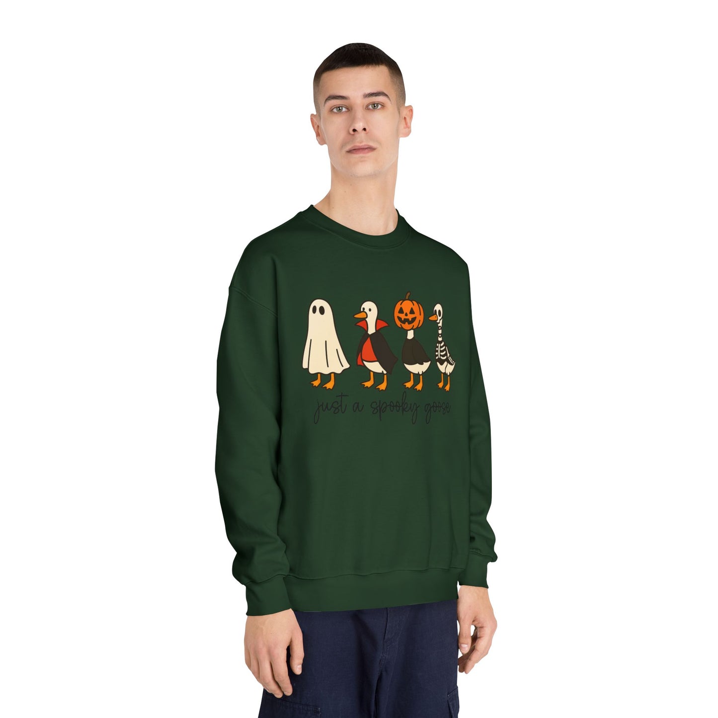 Spooky Goose Sweatshirt - Unisex Fall Apparel, Halloween Gift, Cozy Crewneck, Fun Goth Fashion, Cute Sweatshirt for Pumpkin Lovers