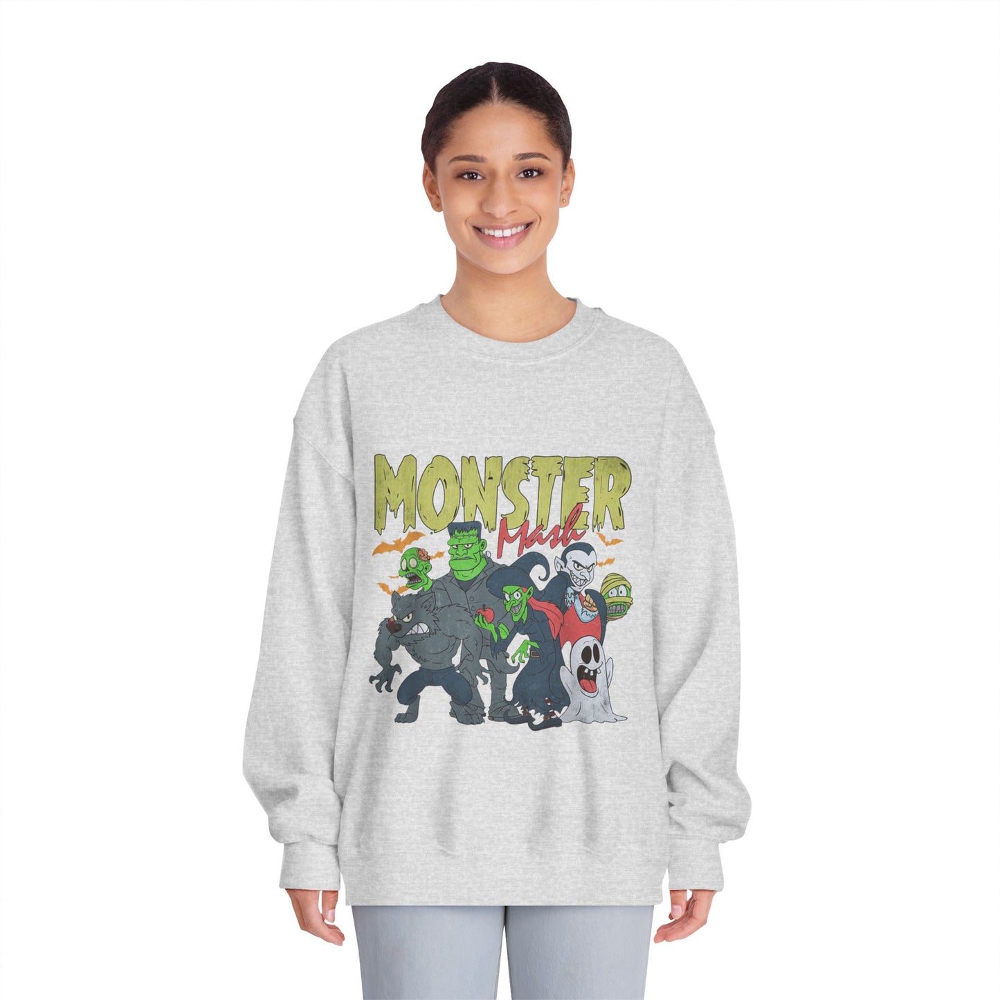 Monster Mash Crewneck Sweatshirt, Unisex Halloween Sweater, Cozy Graphic Sweatshirt, Spooky Costume Top, Fall Celebration Apparel