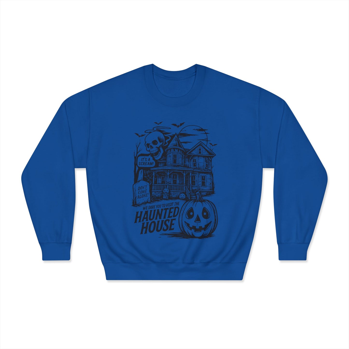 Spooky Haunted House Sweatshirt, Halloween Apparel, Unisex Crewneck, Ghostly Vibes, Cozy Fall Fashion, Halloween Gift