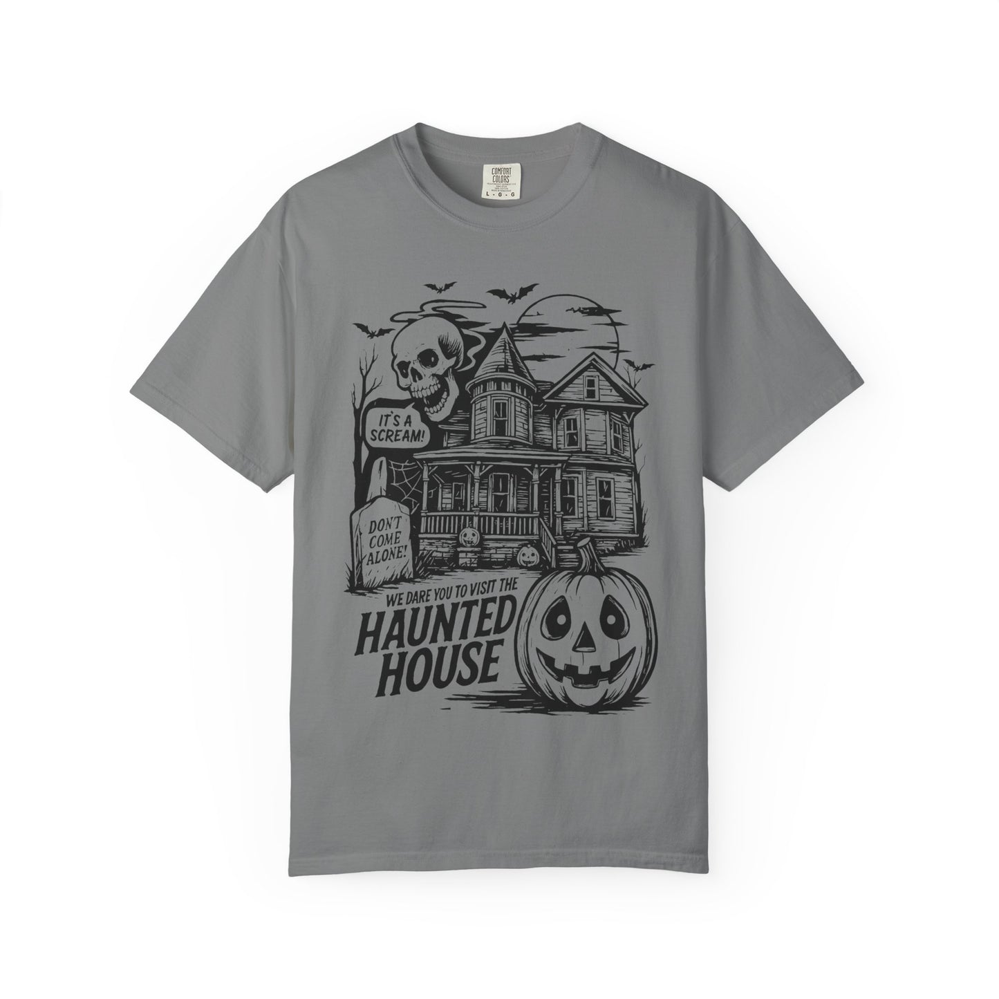Spooky Haunted House T-shirt, Halloween Tee, Comfortable Graphic Shirt, Fall Festive Top, Unisex Horror Apparel, Ghostly Fun Wear