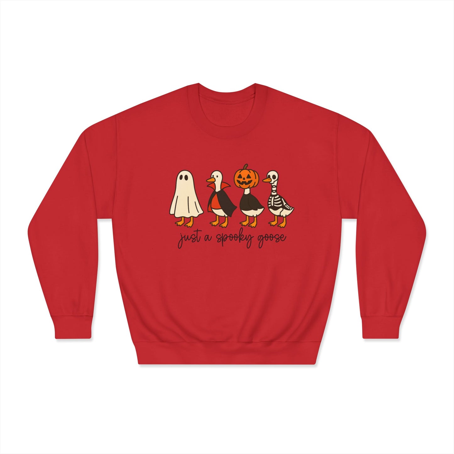 Spooky Goose Sweatshirt - Unisex Fall Apparel, Halloween Gift, Cozy Crewneck, Fun Goth Fashion, Cute Sweatshirt for Pumpkin Lovers