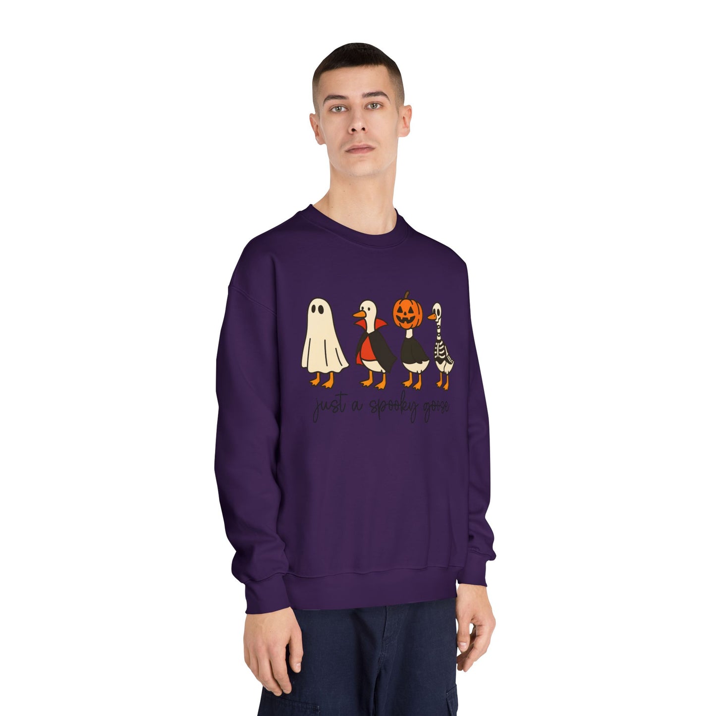 Spooky Goose Sweatshirt - Unisex Fall Apparel, Halloween Gift, Cozy Crewneck, Fun Goth Fashion, Cute Sweatshirt for Pumpkin Lovers