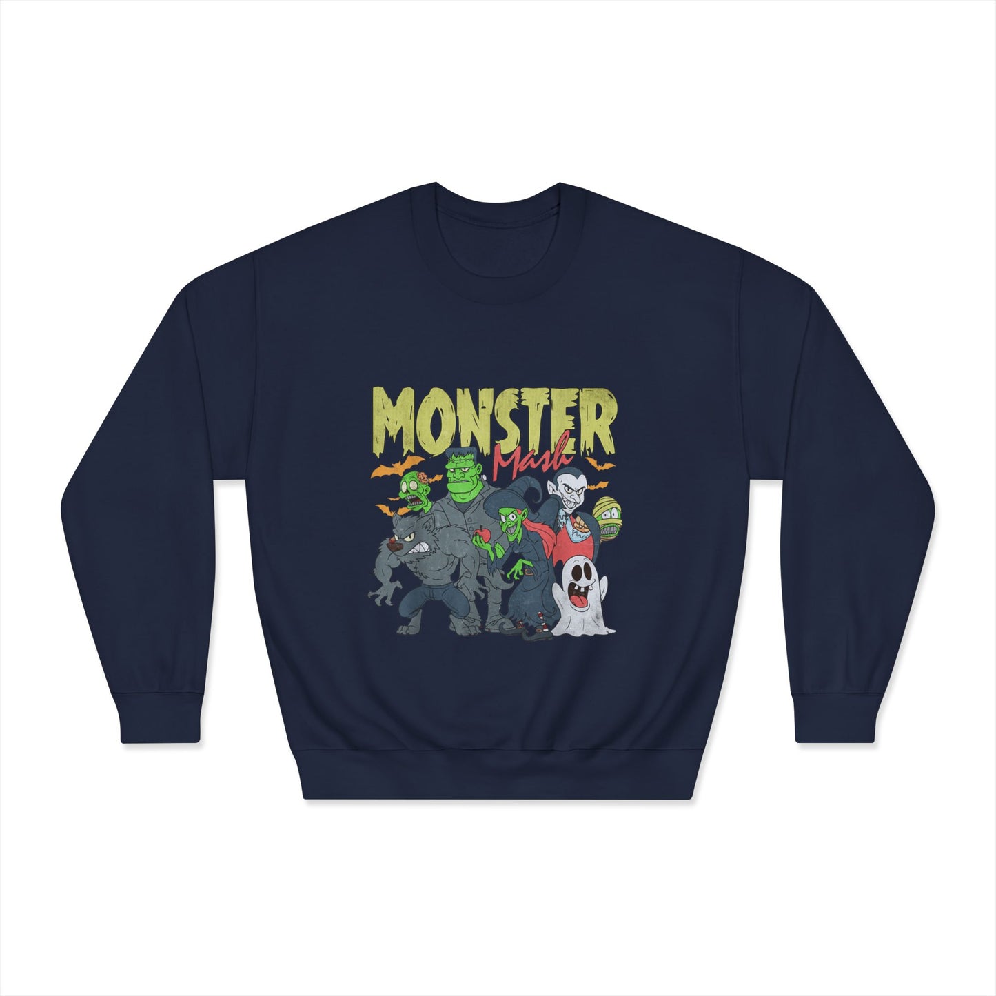 Monster Mash Crewneck Sweatshirt, Unisex Halloween Sweater, Cozy Graphic Sweatshirt, Spooky Costume Top, Fall Celebration Apparel