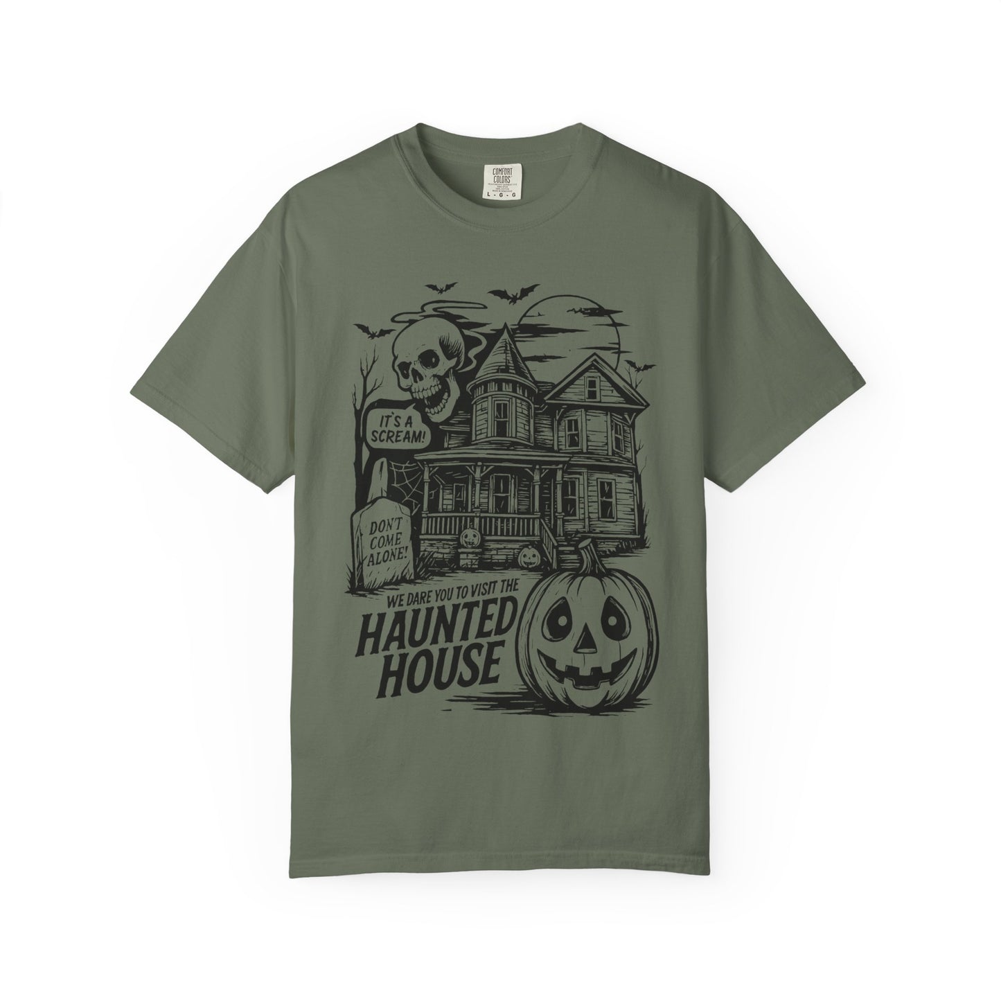 Spooky Haunted House T-shirt, Halloween Tee, Comfortable Graphic Shirt, Fall Festive Top, Unisex Horror Apparel, Ghostly Fun Wear