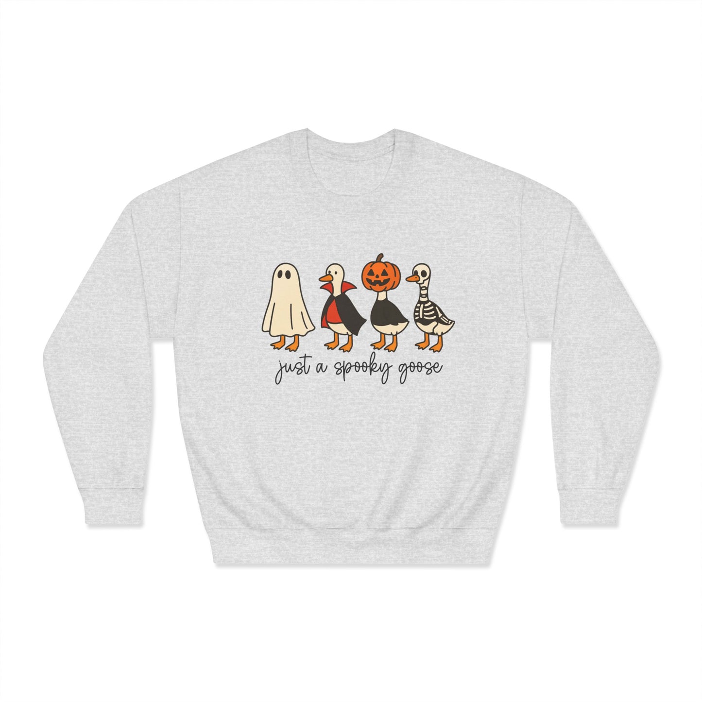 Spooky Goose Sweatshirt - Unisex Fall Apparel, Halloween Gift, Cozy Crewneck, Fun Goth Fashion, Cute Sweatshirt for Pumpkin Lovers