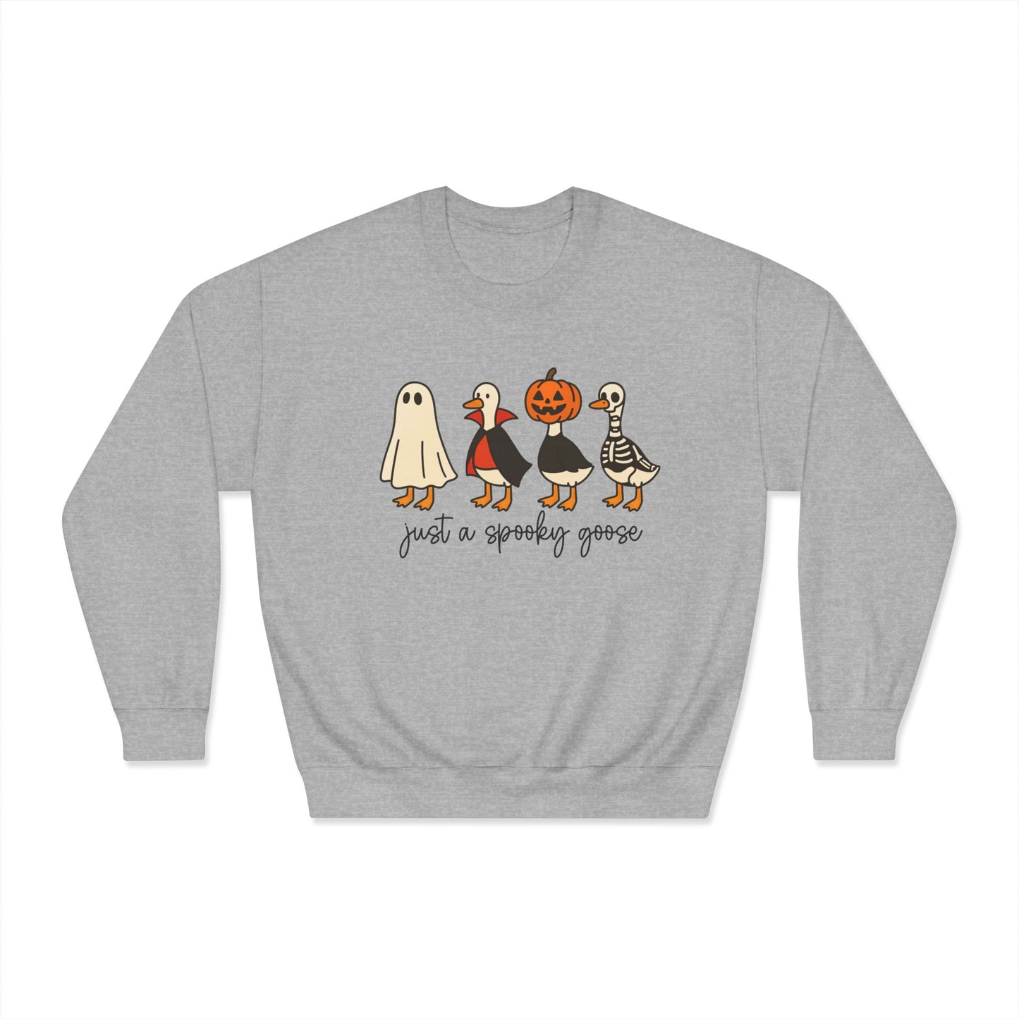Spooky Goose Sweatshirt - Unisex Fall Apparel, Halloween Gift, Cozy Crewneck, Fun Goth Fashion, Cute Sweatshirt for Pumpkin Lovers