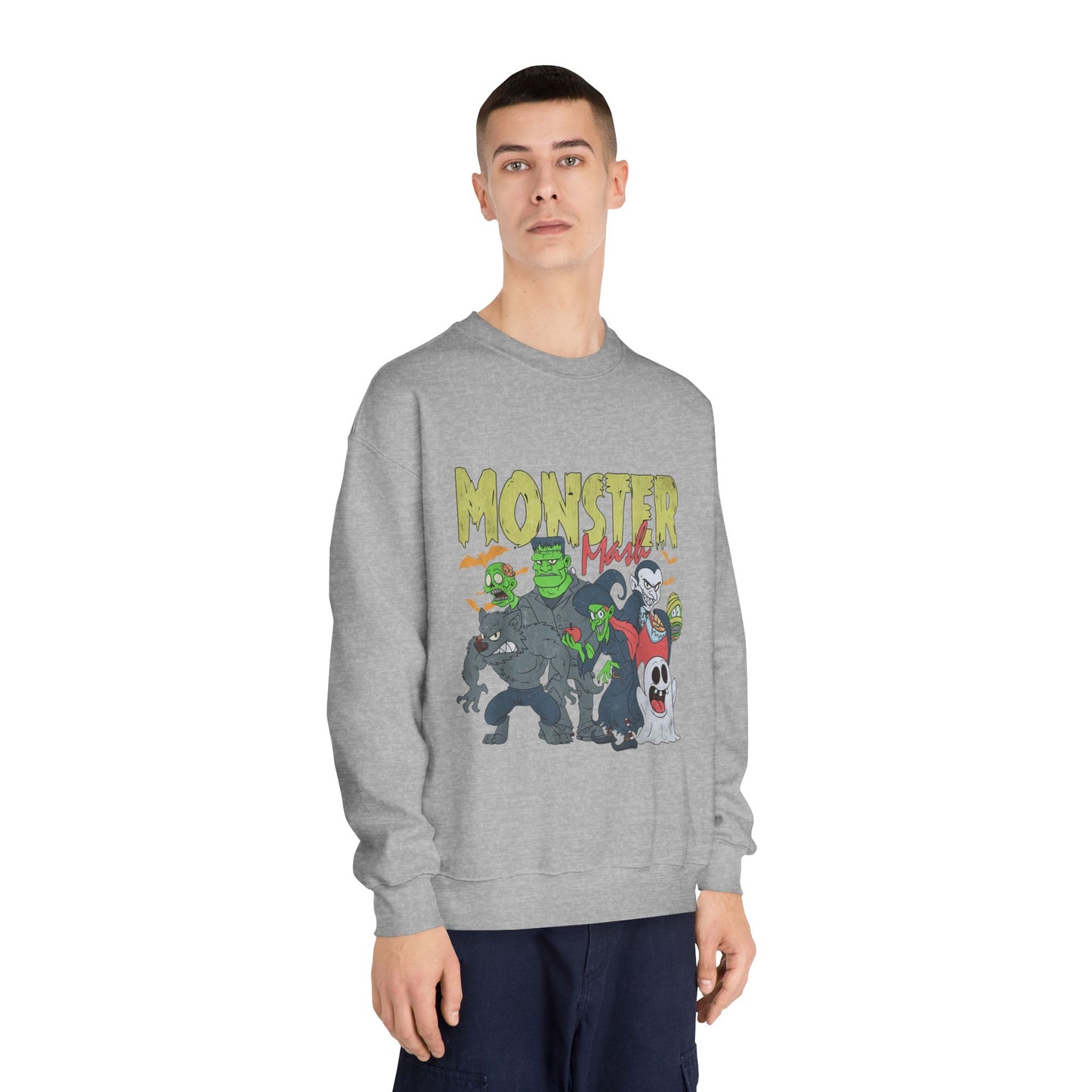 Monster Mash Crewneck Sweatshirt, Unisex Halloween Sweater, Cozy Graphic Sweatshirt, Spooky Costume Top, Fall Celebration Apparel
