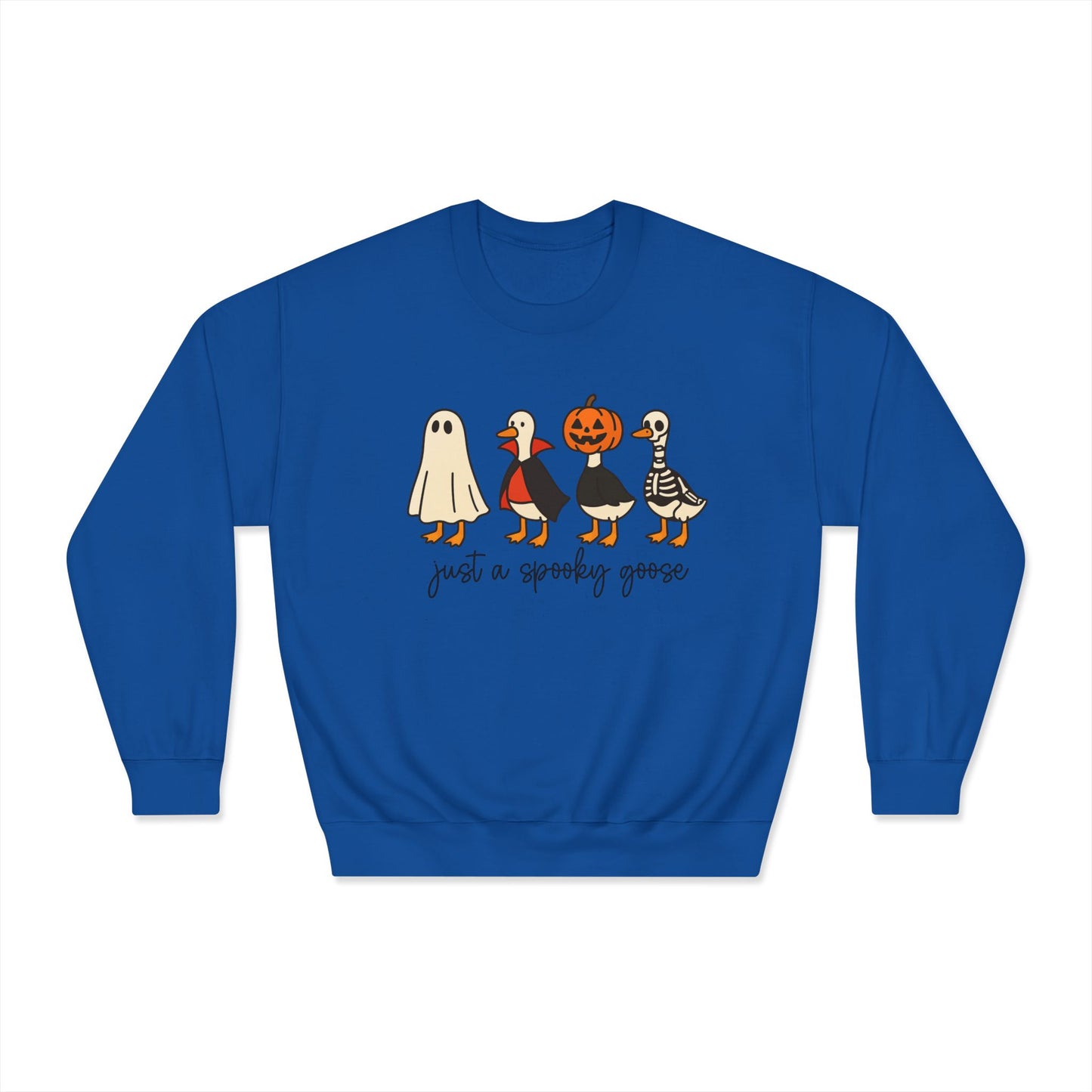 Spooky Goose Sweatshirt - Unisex Fall Apparel, Halloween Gift, Cozy Crewneck, Fun Goth Fashion, Cute Sweatshirt for Pumpkin Lovers