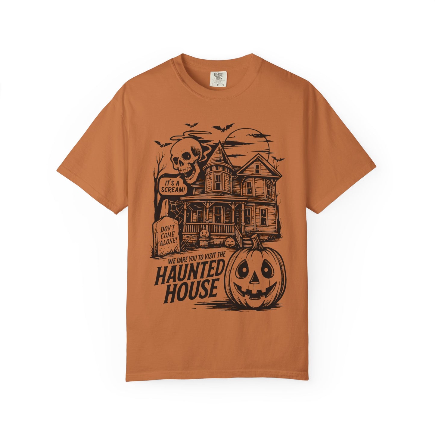 Spooky Haunted House T-shirt, Halloween Tee, Comfortable Graphic Shirt, Fall Festive Top, Unisex Horror Apparel, Ghostly Fun Wear