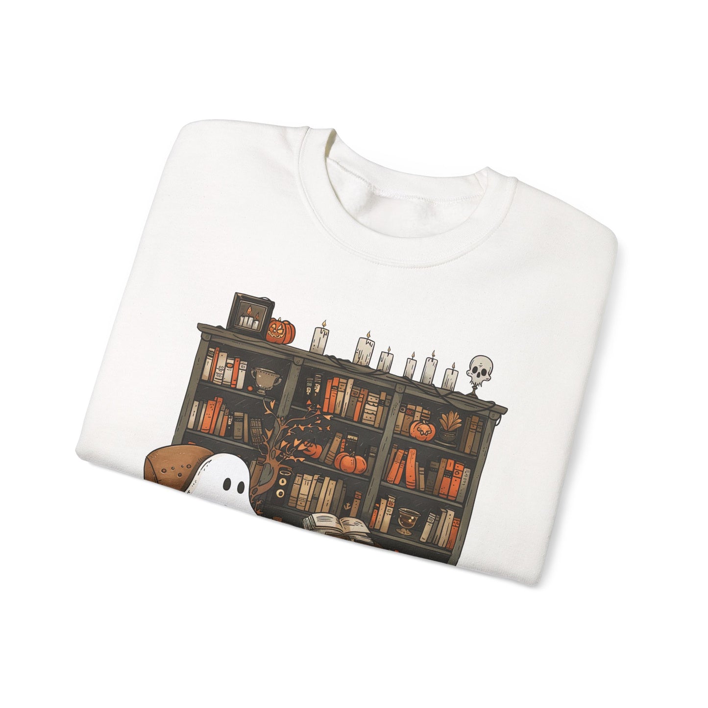 Cozy Ghost Library Crewneck Sweatshirt - Perfect for Halloween and Fall