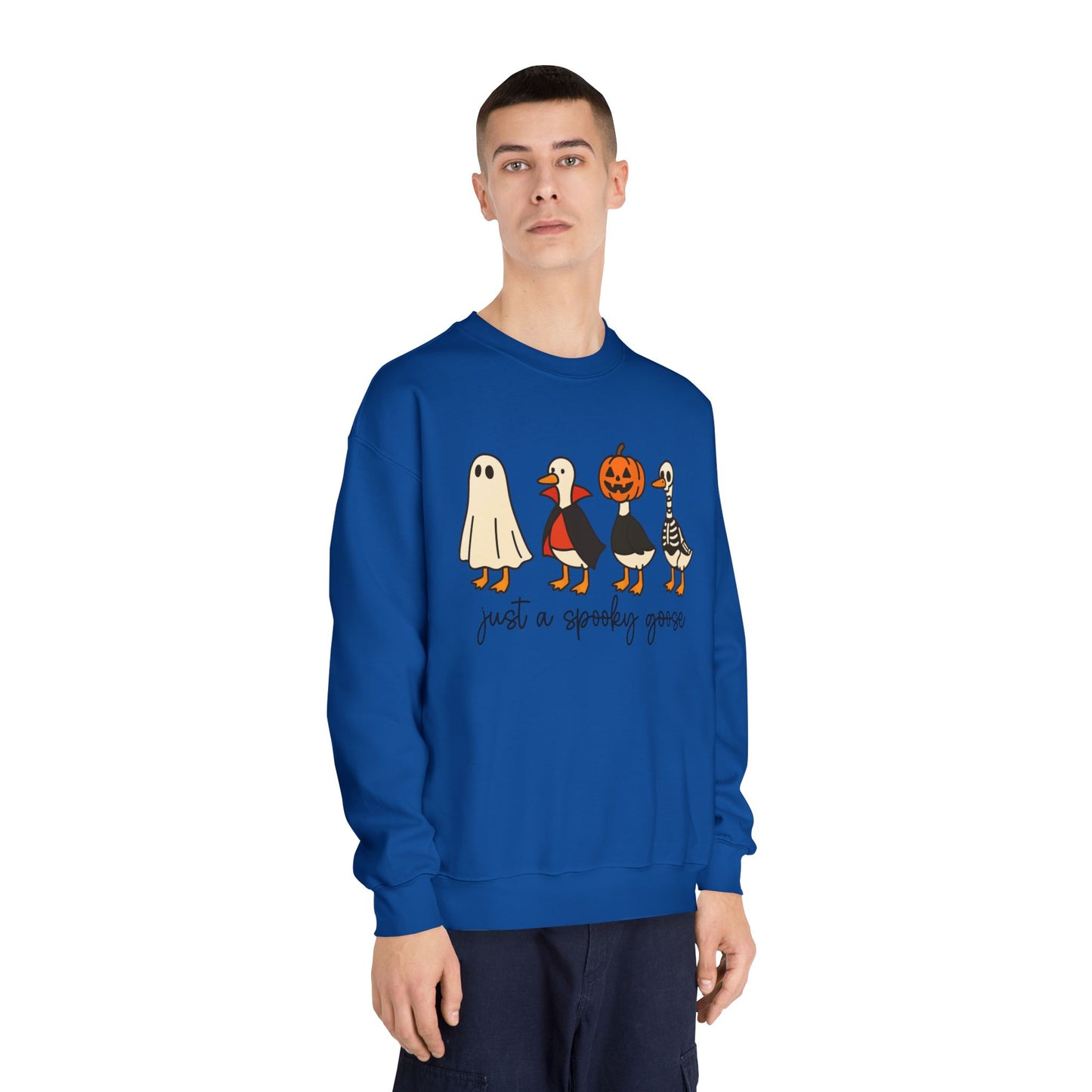 Spooky Goose Sweatshirt - Unisex Fall Apparel, Halloween Gift, Cozy Crewneck, Fun Goth Fashion, Cute Sweatshirt for Pumpkin Lovers