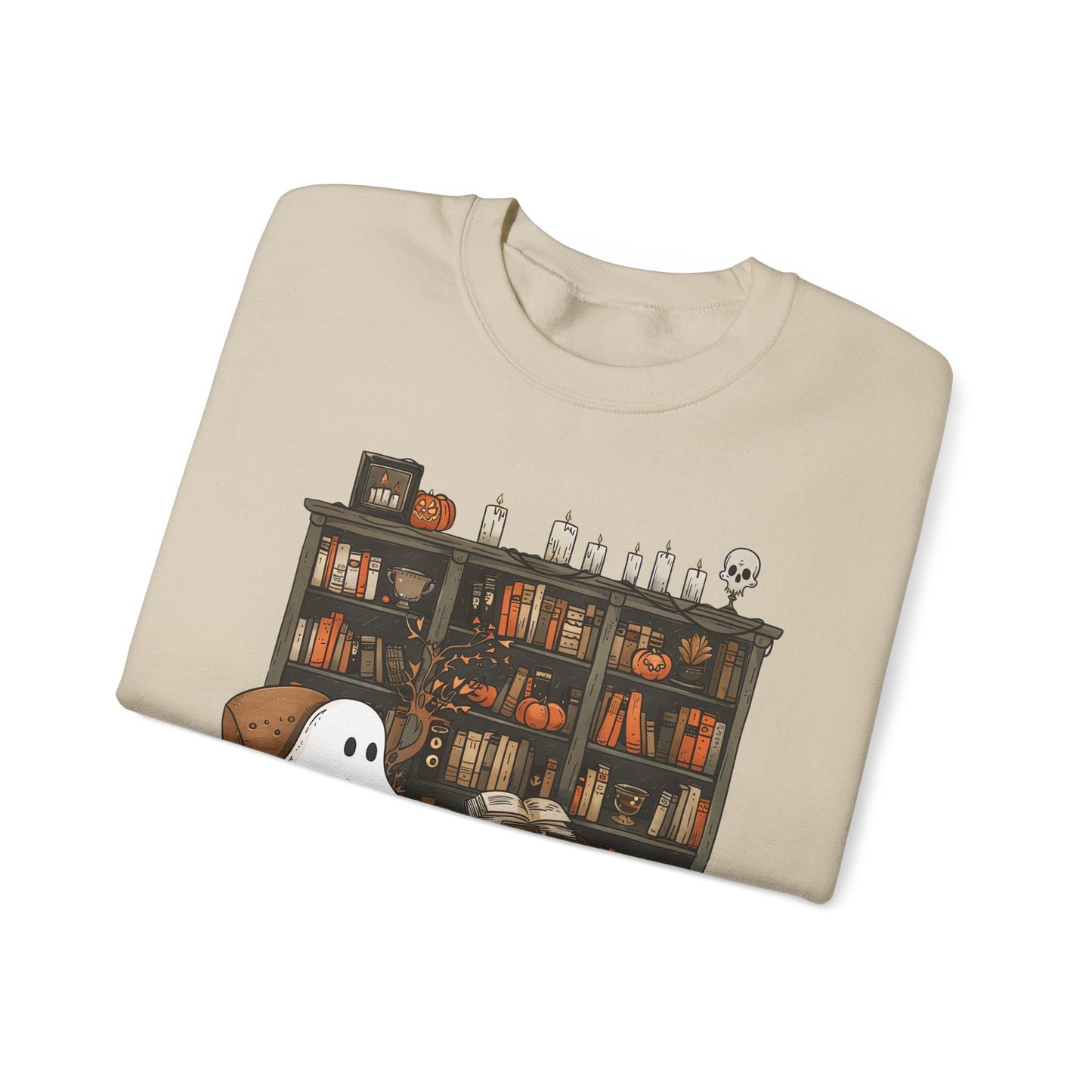 Cozy Ghost Library Crewneck Sweatshirt - Perfect for Halloween and Fall