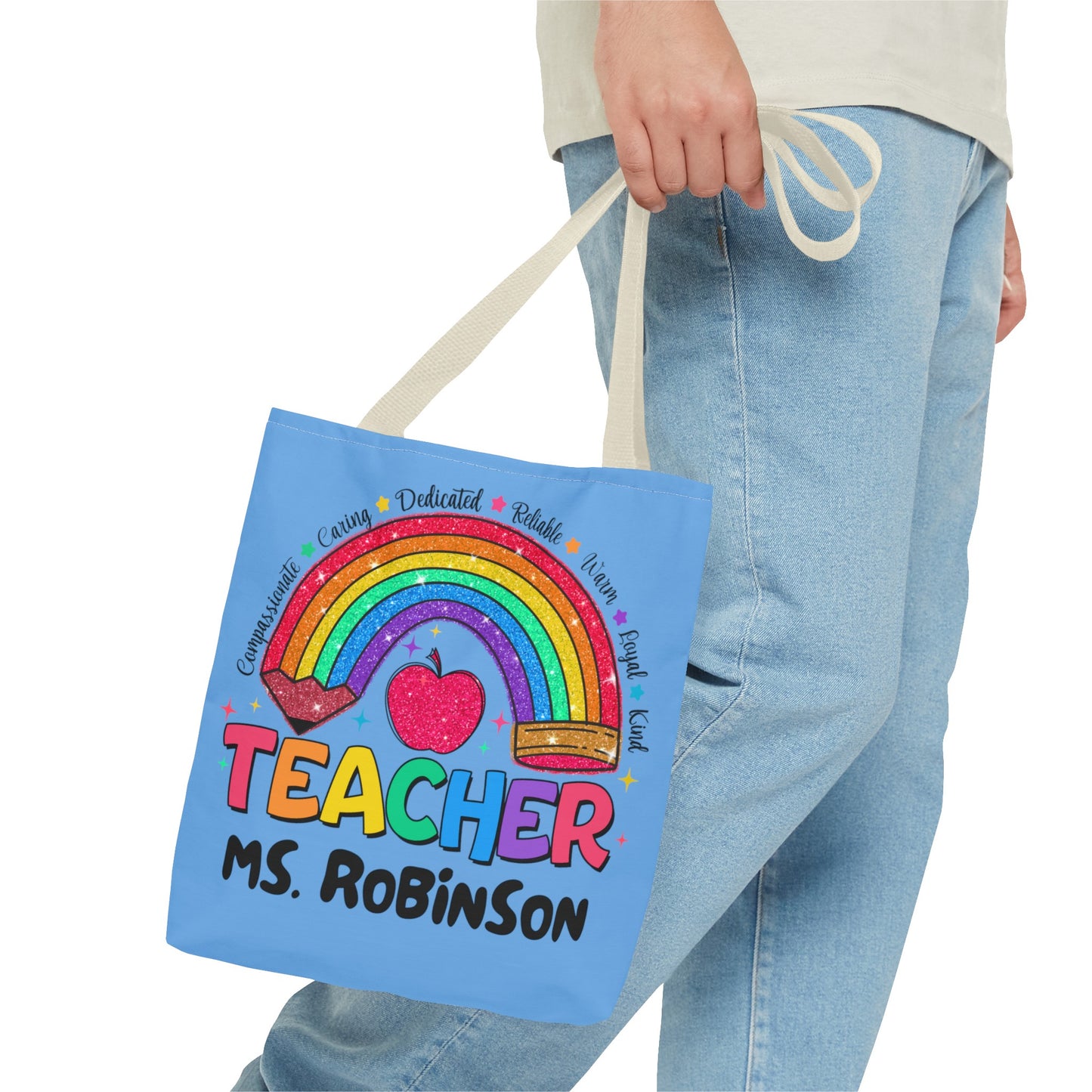 Rainbow Teacher Tote- Blue