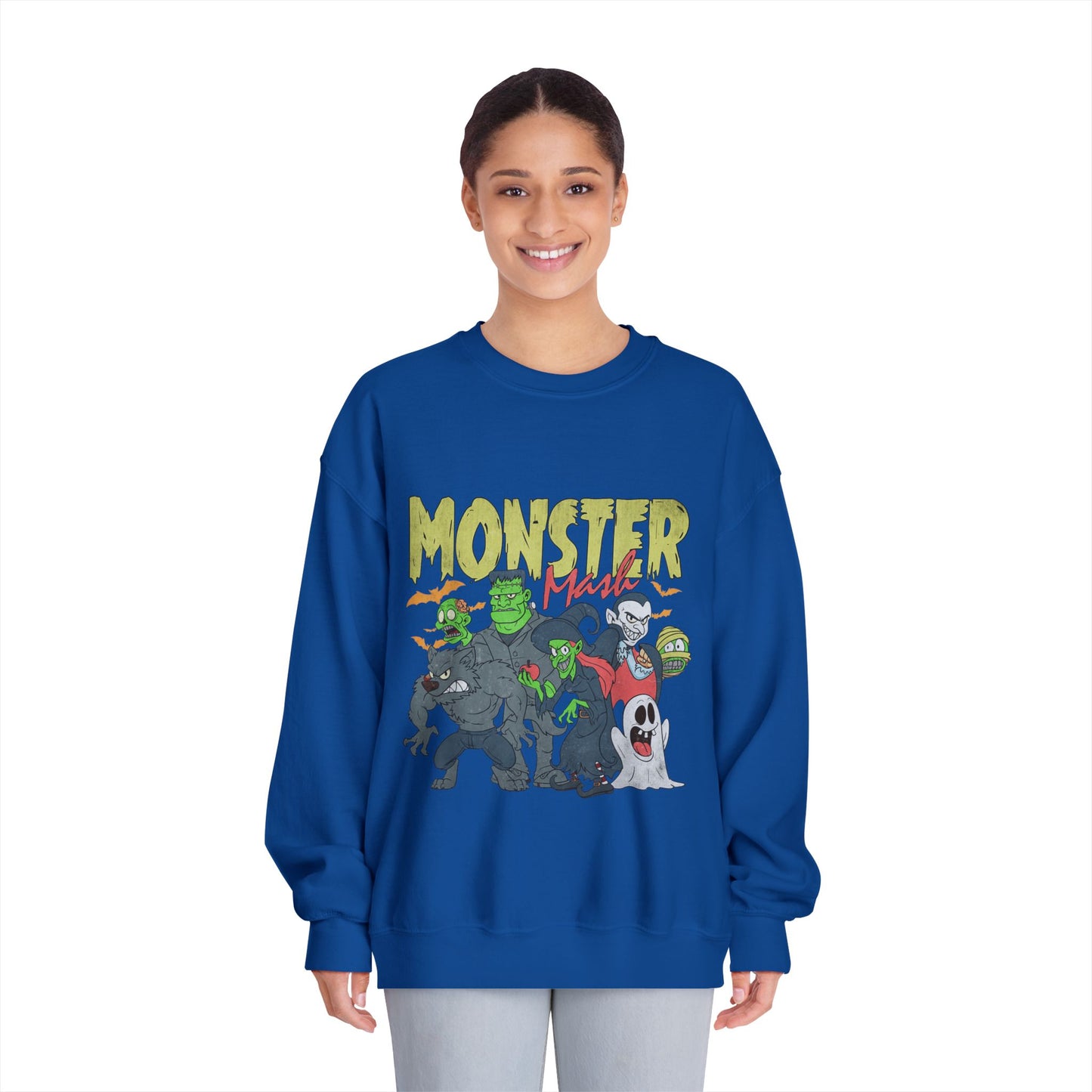 Monster Mash Crewneck Sweatshirt, Unisex Halloween Sweater, Cozy Graphic Sweatshirt, Spooky Costume Top, Fall Celebration Apparel