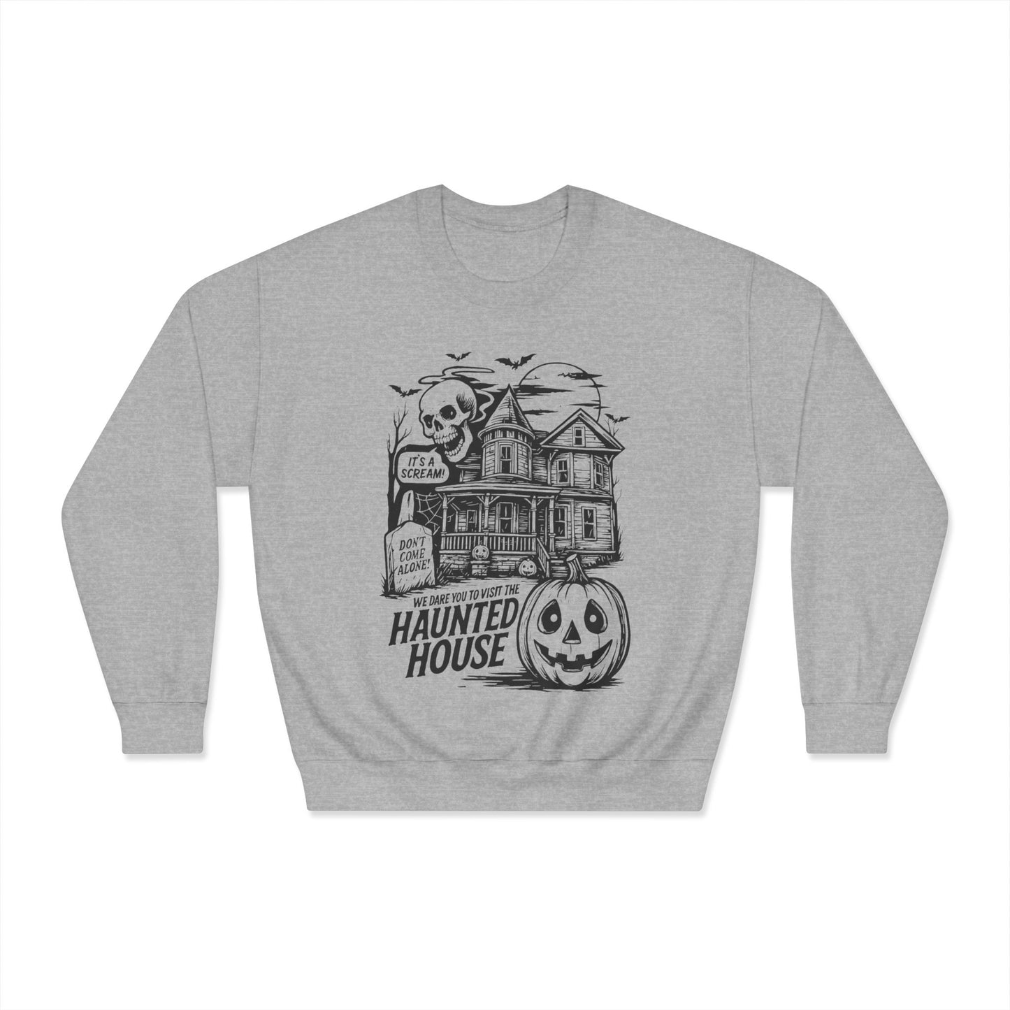 Spooky Haunted House Sweatshirt, Halloween Apparel, Unisex Crewneck, Ghostly Vibes, Cozy Fall Fashion, Halloween Gift