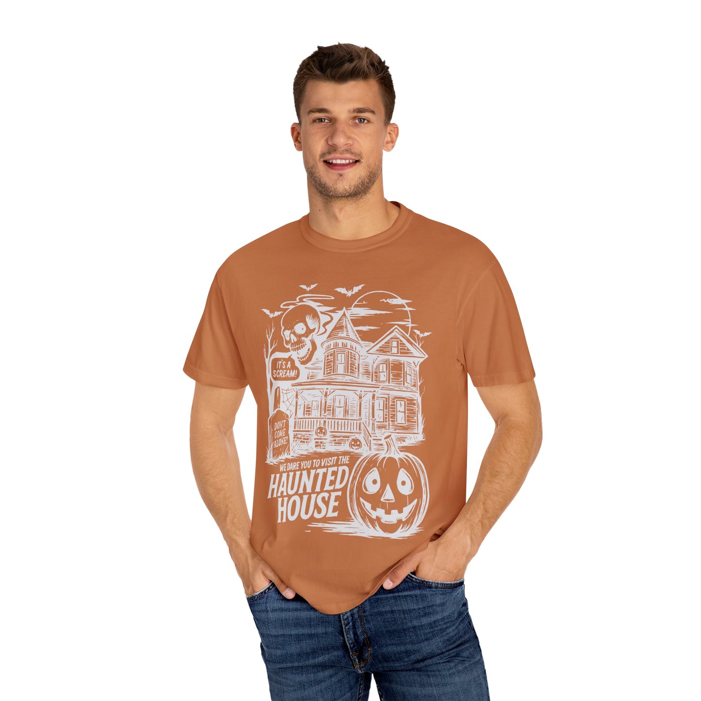 Halloween Haunted House T-Shirt, Spooky Tee for Fall, Unisex Graphic Shirt, Halloween Costume Top, Fun Autumn Apparel