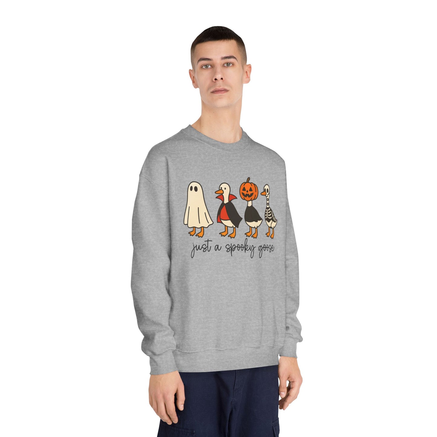Spooky Goose Sweatshirt - Unisex Fall Apparel, Halloween Gift, Cozy Crewneck, Fun Goth Fashion, Cute Sweatshirt for Pumpkin Lovers