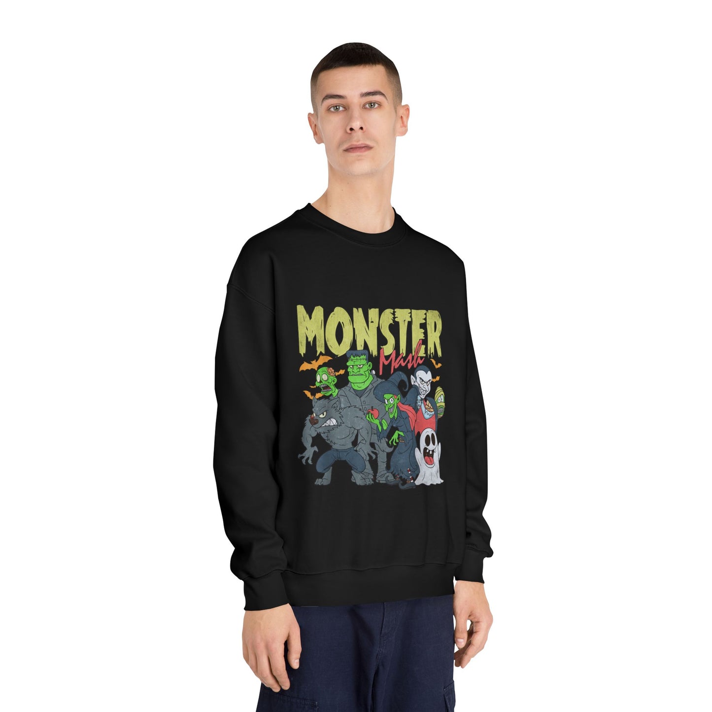Monster Mash Crewneck Sweatshirt, Unisex Halloween Sweater, Cozy Graphic Sweatshirt, Spooky Costume Top, Fall Celebration Apparel