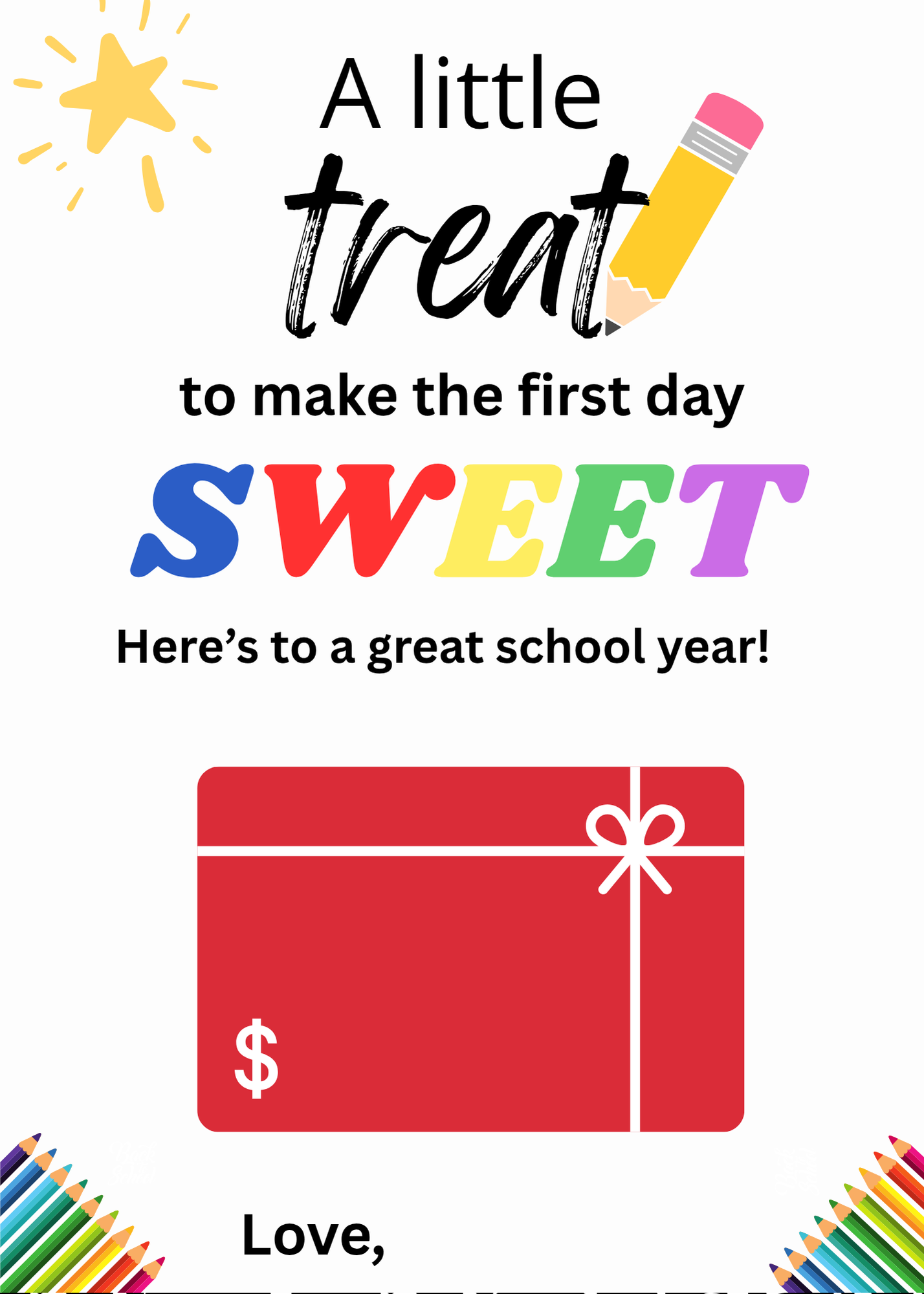 Back To School Teacher Gift Card Pack