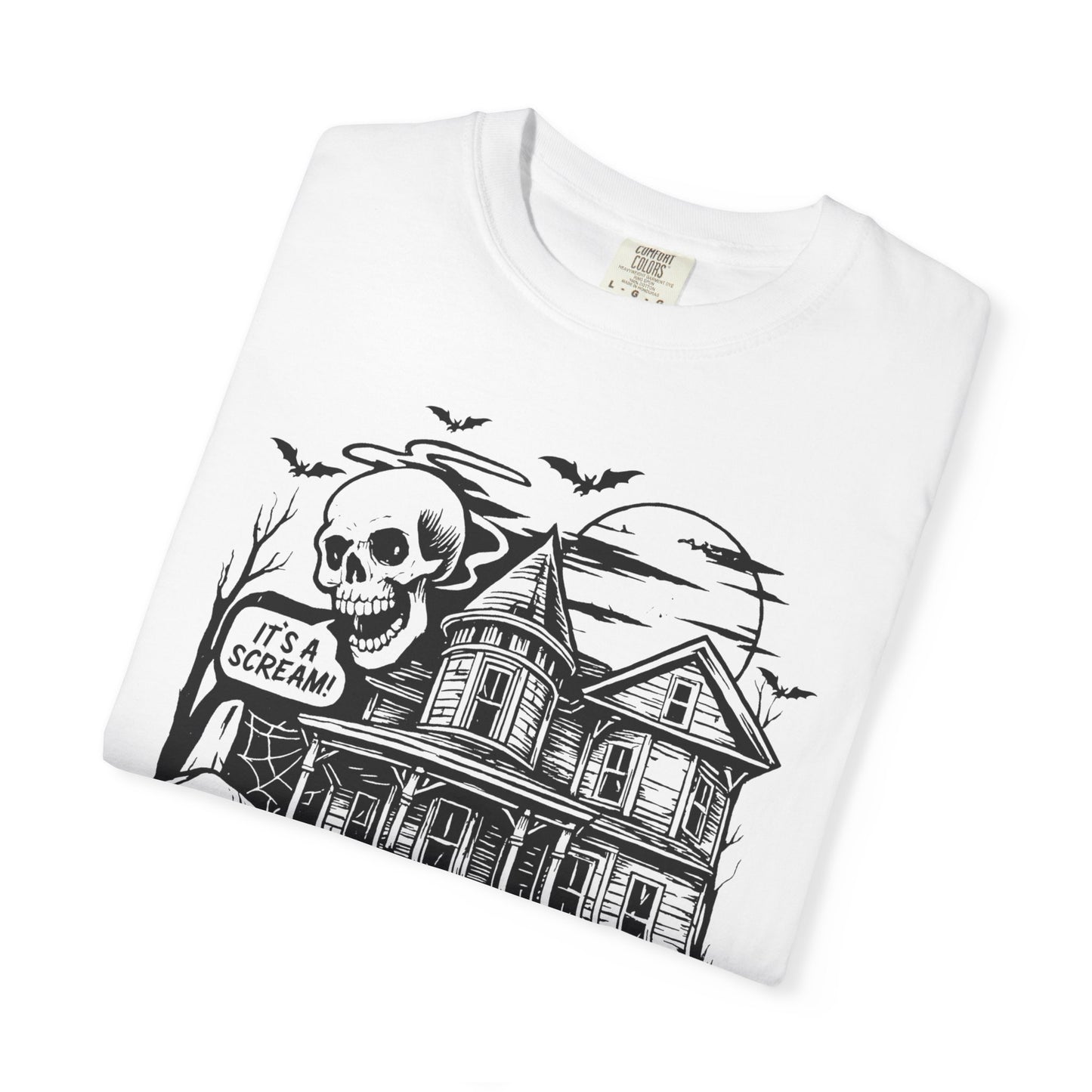 Spooky Haunted House T-shirt, Halloween Tee, Comfortable Graphic Shirt, Fall Festive Top, Unisex Horror Apparel, Ghostly Fun Wear
