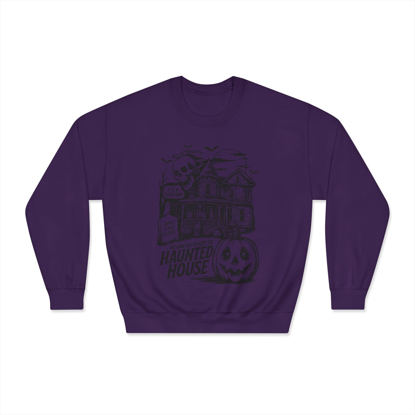 Spooky Haunted House Sweatshirt, Halloween Apparel, Unisex Crewneck, Ghostly Vibes, Cozy Fall Fashion, Halloween Gift