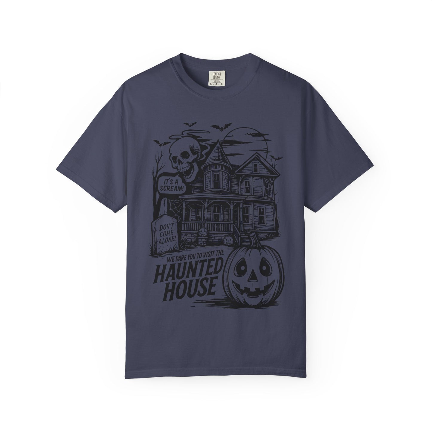 Spooky Haunted House T-shirt, Halloween Tee, Comfortable Graphic Shirt, Fall Festive Top, Unisex Horror Apparel, Ghostly Fun Wear
