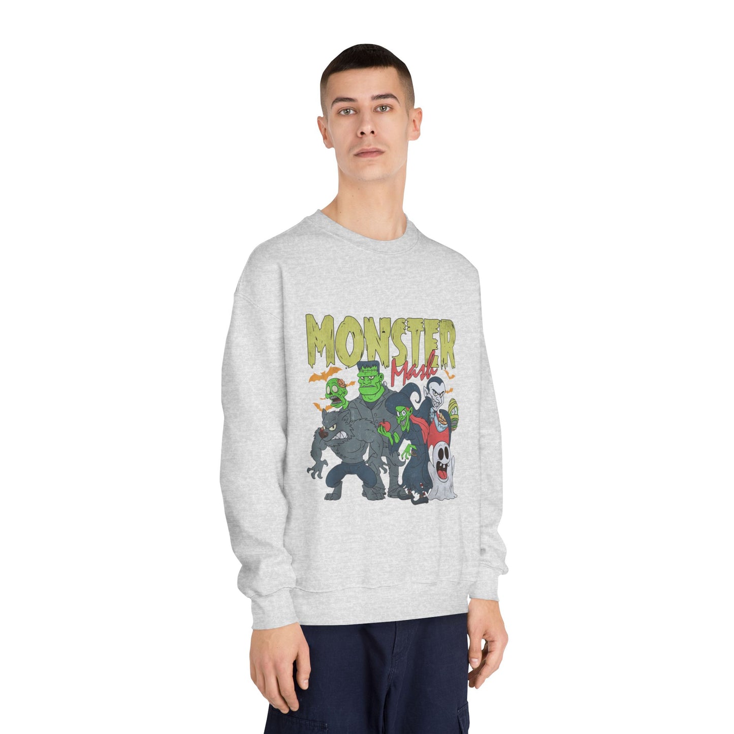 Monster Mash Crewneck Sweatshirt, Unisex Halloween Sweater, Cozy Graphic Sweatshirt, Spooky Costume Top, Fall Celebration Apparel