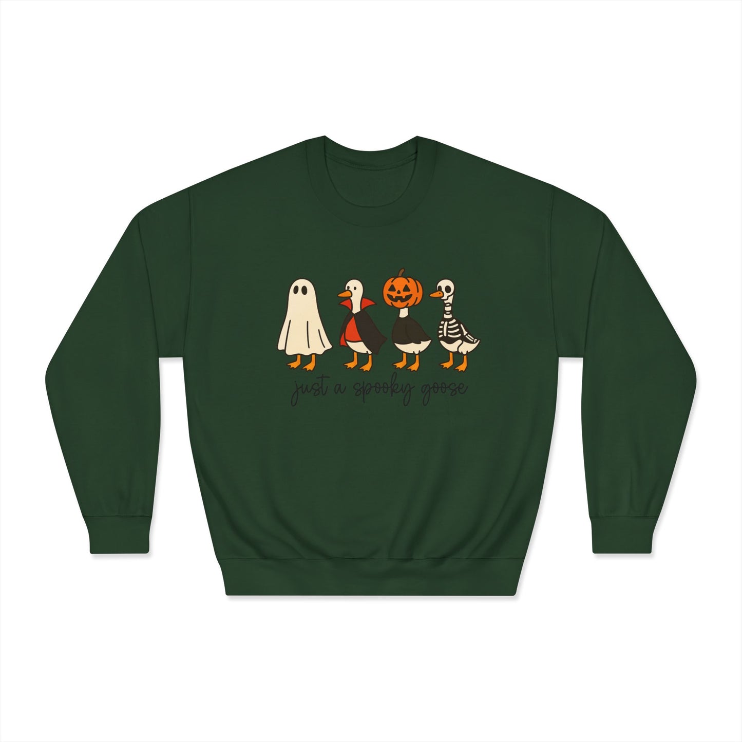 Spooky Goose Sweatshirt - Unisex Fall Apparel, Halloween Gift, Cozy Crewneck, Fun Goth Fashion, Cute Sweatshirt for Pumpkin Lovers
