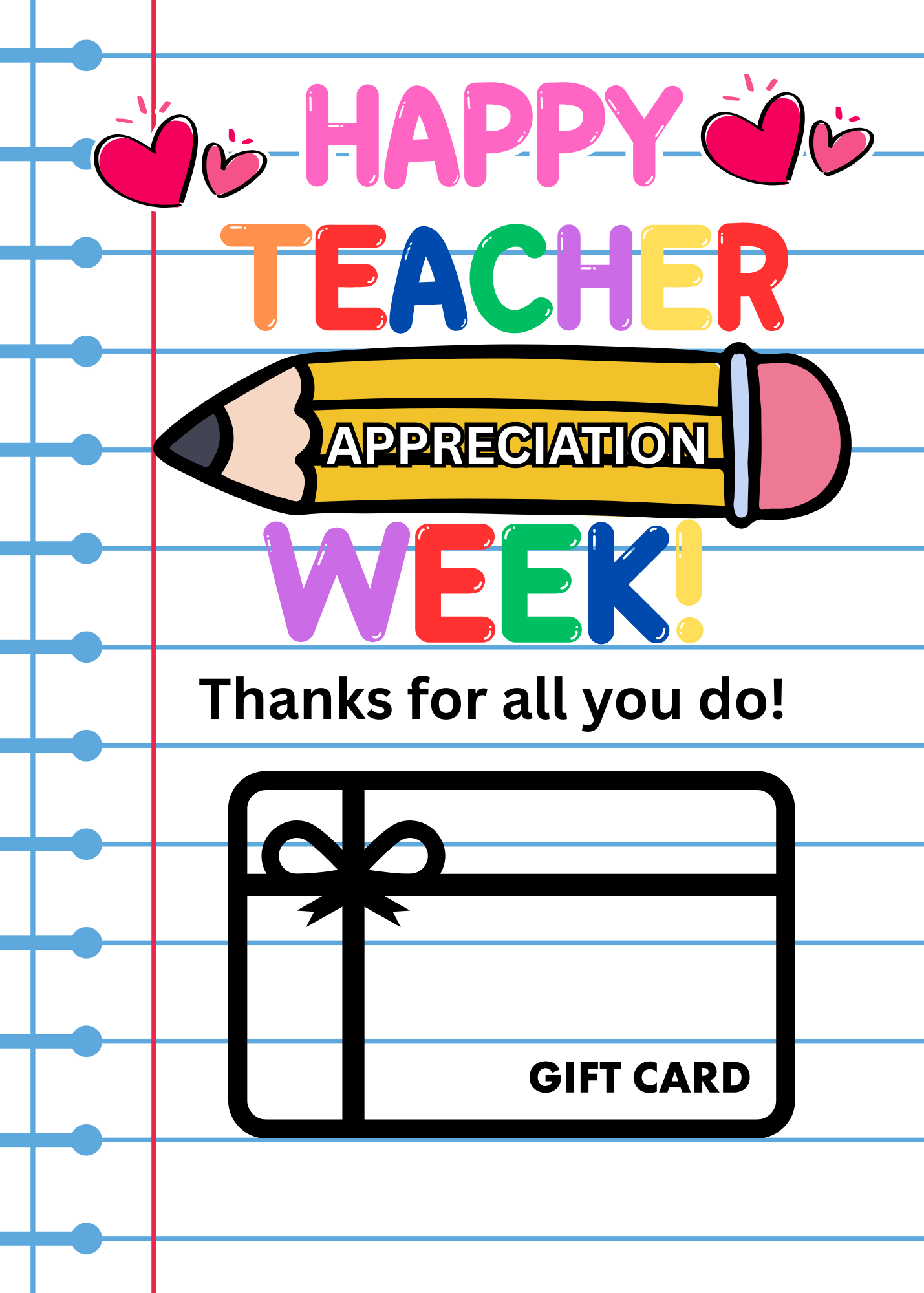 Teacher Gift Card Pack