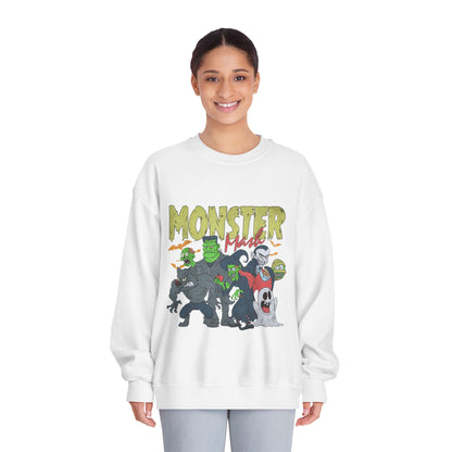 Monster Mash Crewneck Sweatshirt, Unisex Halloween Sweater, Cozy Graphic Sweatshirt, Spooky Costume Top, Fall Celebration Apparel