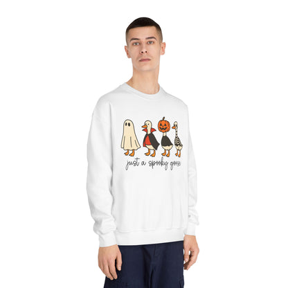 Spooky Goose Sweatshirt - Unisex Fall Apparel, Halloween Gift, Cozy Crewneck, Fun Goth Fashion, Cute Sweatshirt for Pumpkin Lovers