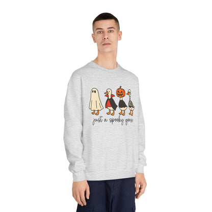 Spooky Goose Sweatshirt - Unisex Fall Apparel, Halloween Gift, Cozy Crewneck, Fun Goth Fashion, Cute Sweatshirt for Pumpkin Lovers