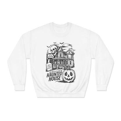 Spooky Haunted House Sweatshirt, Halloween Apparel, Unisex Crewneck, Ghostly Vibes, Cozy Fall Fashion, Halloween Gift