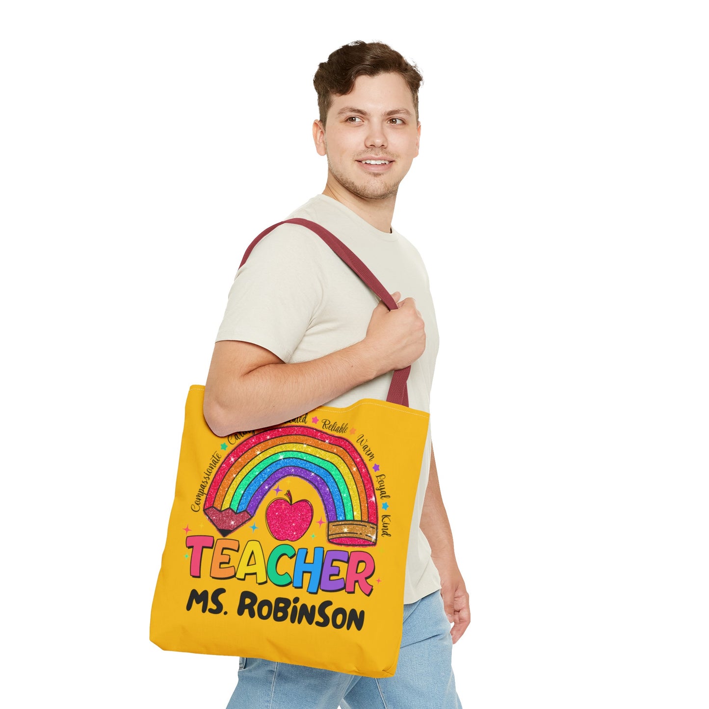 Rainbow Teacher Tote- Yellow