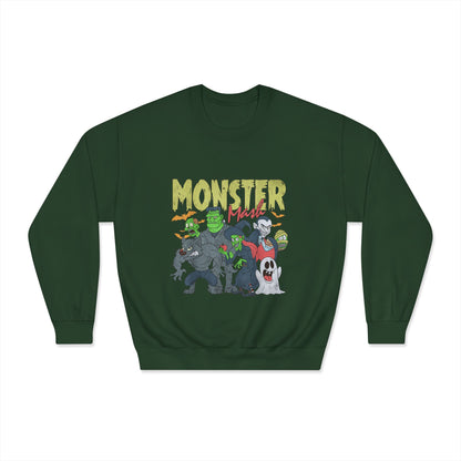 Monster Mash Crewneck Sweatshirt, Unisex Halloween Sweater, Cozy Graphic Sweatshirt, Spooky Costume Top, Fall Celebration Apparel