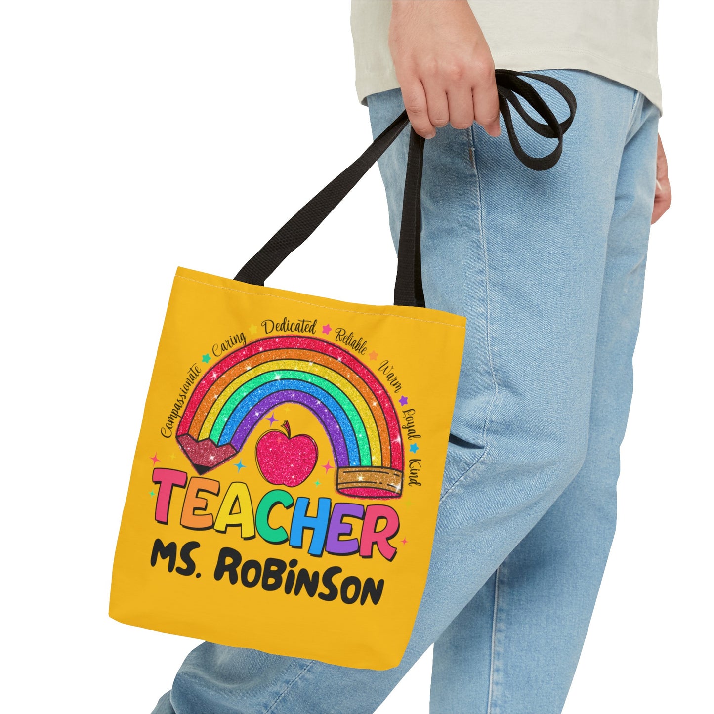 Rainbow Teacher Tote- Yellow