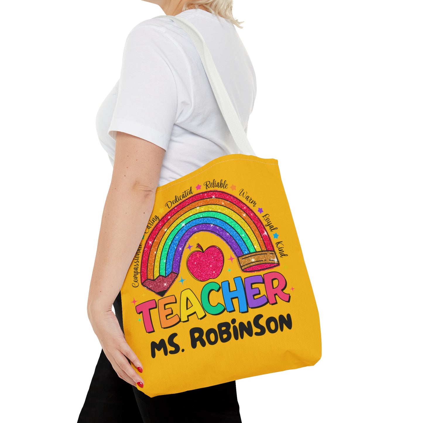 Rainbow Teacher Tote- Yellow