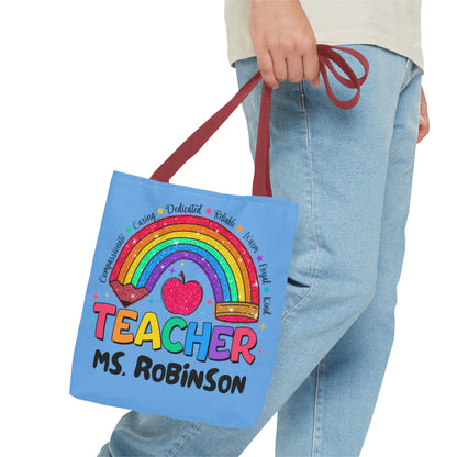 Rainbow Teacher Tote- Blue