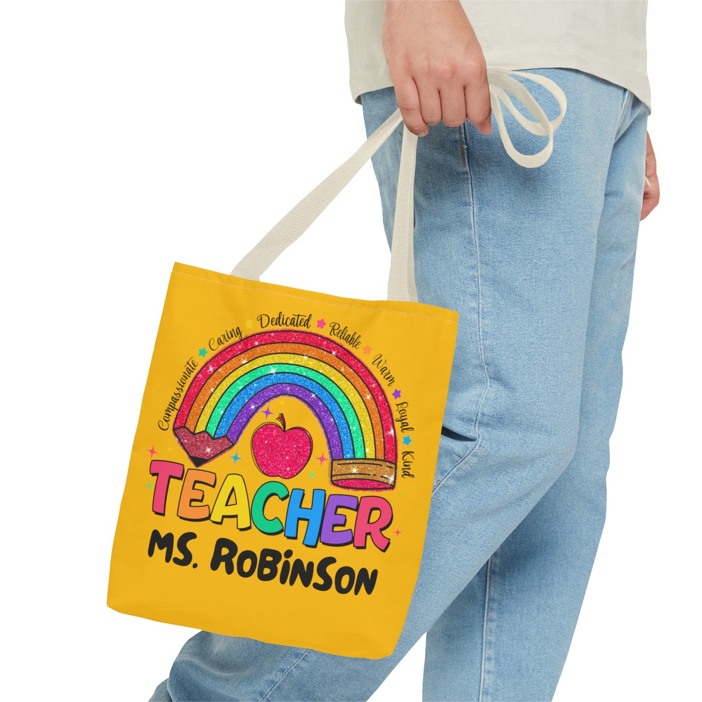 Rainbow Teacher Tote- Yellow