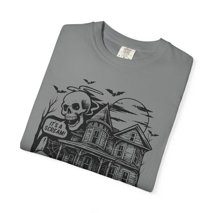 Spooky Haunted House T-shirt, Halloween Tee, Comfortable Graphic Shirt, Fall Festive Top, Unisex Horror Apparel, Ghostly Fun Wear