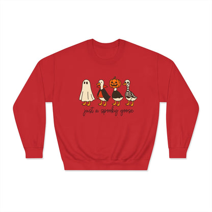 Spooky Goose Sweatshirt - Unisex Fall Apparel, Halloween Gift, Cozy Crewneck, Fun Goth Fashion, Cute Sweatshirt for Pumpkin Lovers