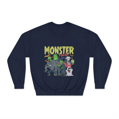 Monster Mash Crewneck Sweatshirt, Unisex Halloween Sweater, Cozy Graphic Sweatshirt, Spooky Costume Top, Fall Celebration Apparel
