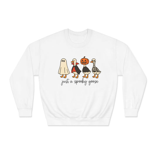 Spooky Goose Sweatshirt - Unisex Fall Apparel, Halloween Gift, Cozy Crewneck, Fun Goth Fashion, Cute Sweatshirt for Pumpkin Lovers